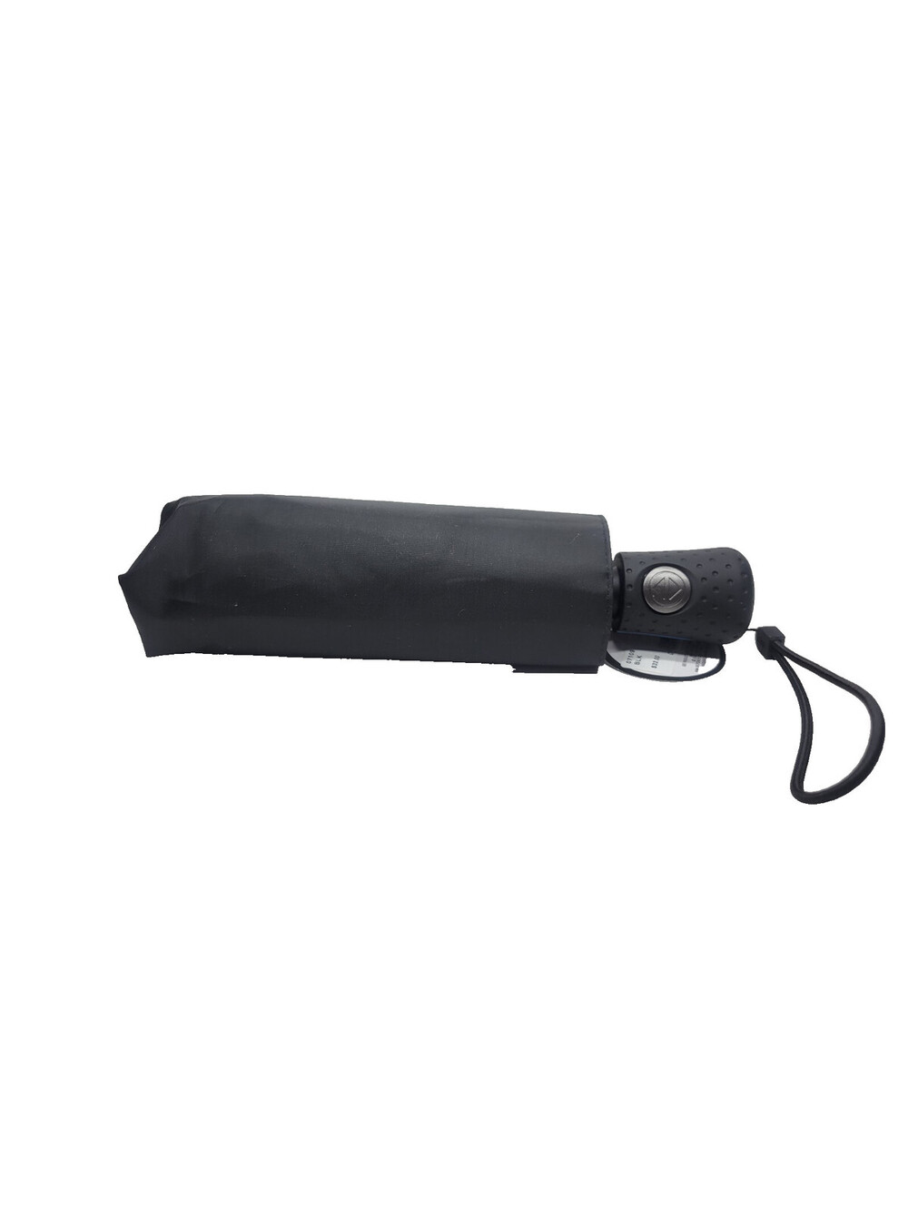 Totes Travel Size Black Umbrella w/Blue Line Auto Open-Close Compact - 7109